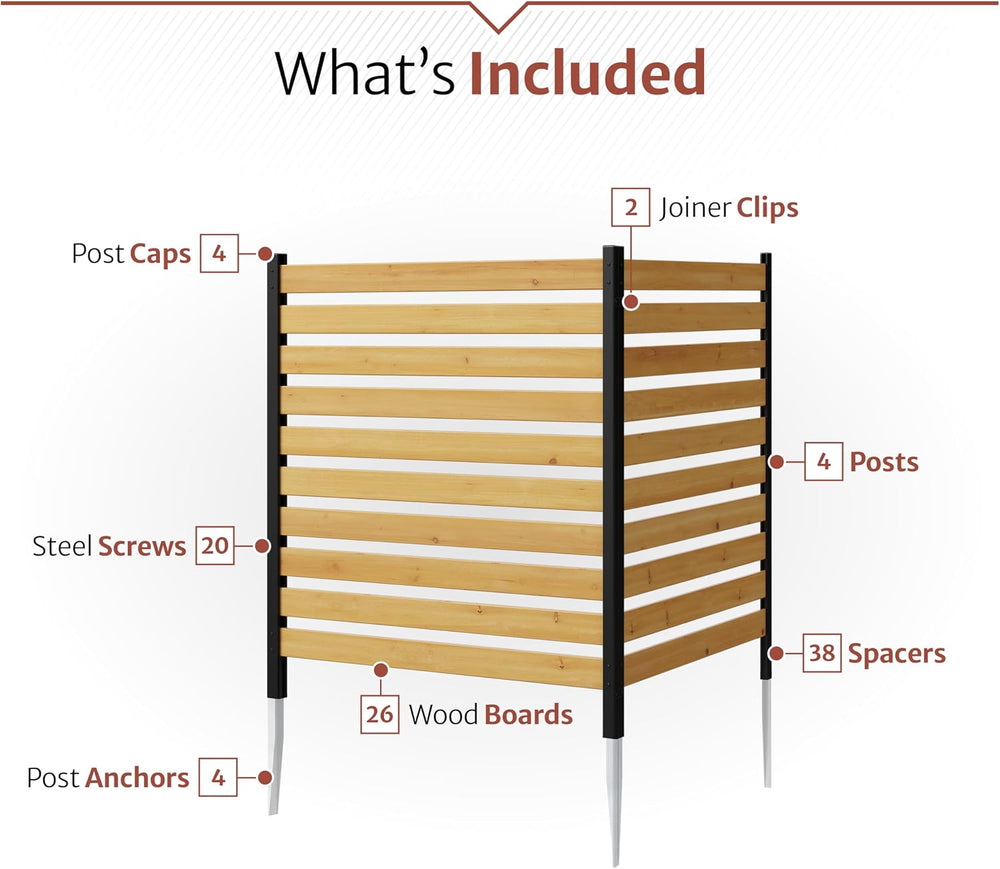 Enclo Charleston Privacy Screen, Cedar Wood, DIY No Dig Screen Kit