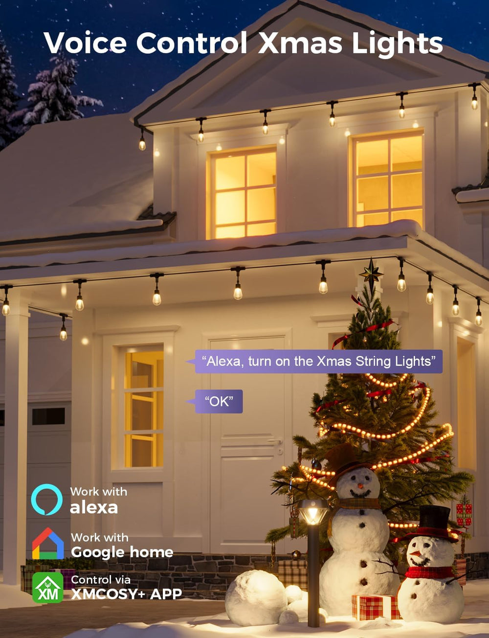 XMCOSY+ Outdoor String Lights,72.5FT Smart Dimmable Edison Bulb Patio Light