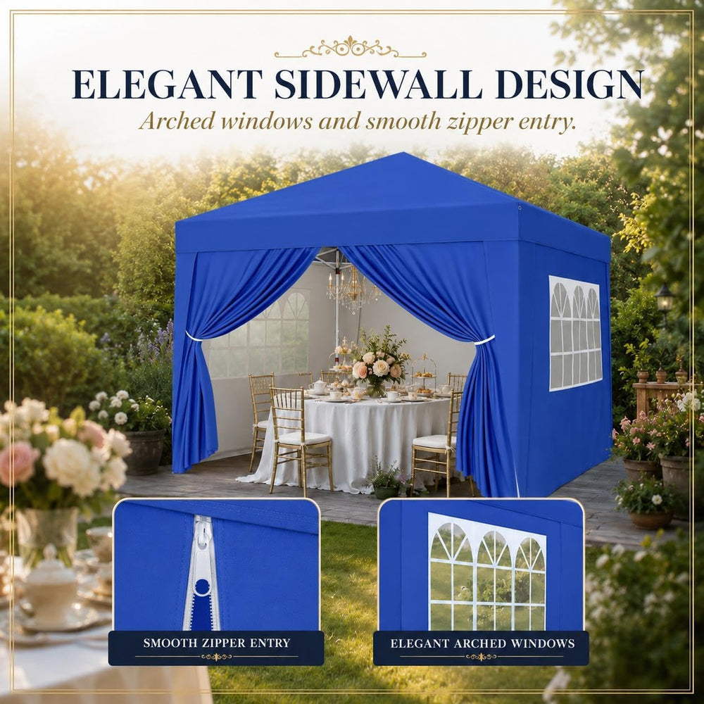 Yaheetech 10x10 Pop Up Canopy Tent with 4 Removable Sidewalls, Blue