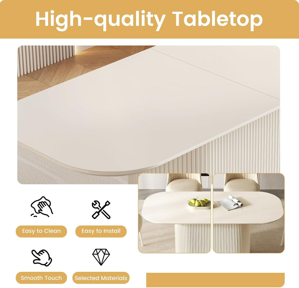 86" Modern Rectangular Dining Table for 6-8, Large Kitchen Table with Pe...