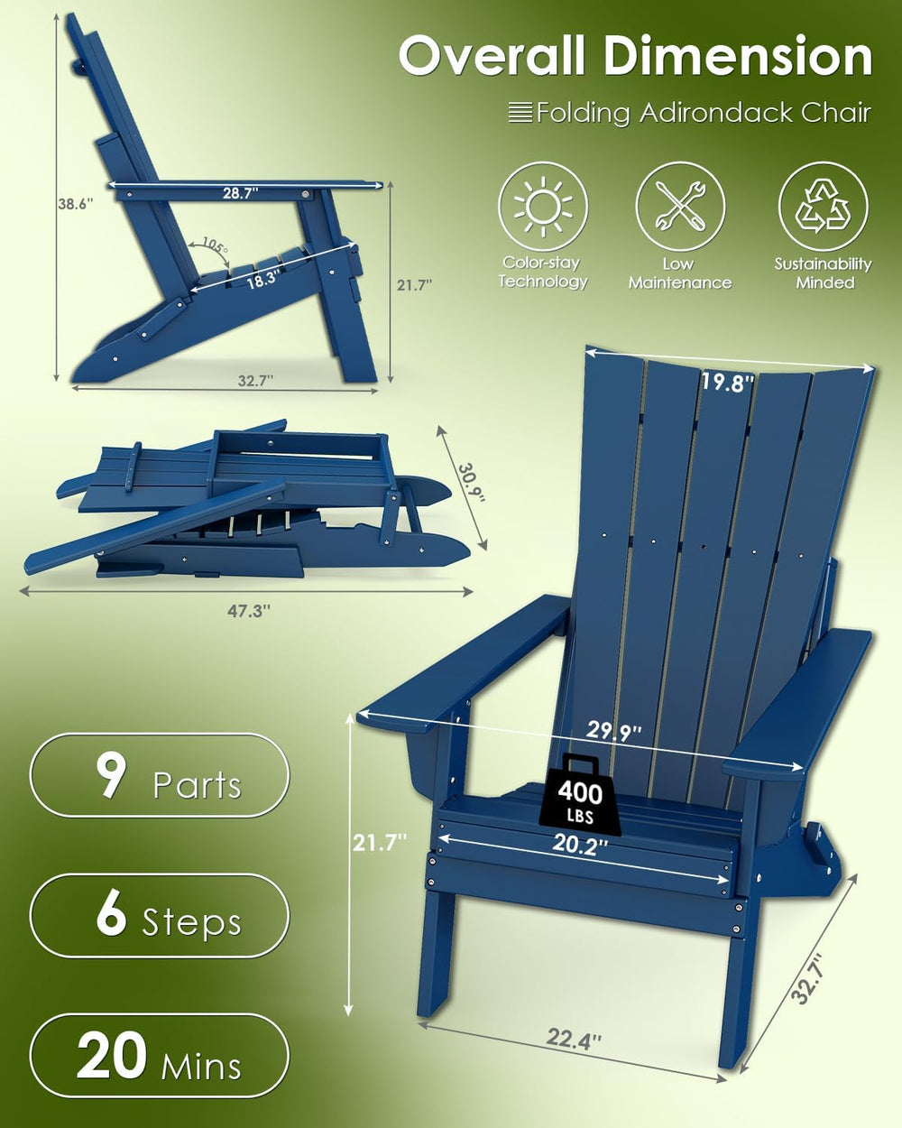 GREENVINES Folding-Adirondack-Chairs-Set-of-2 | HDPE Plastic | Arch Series | ...