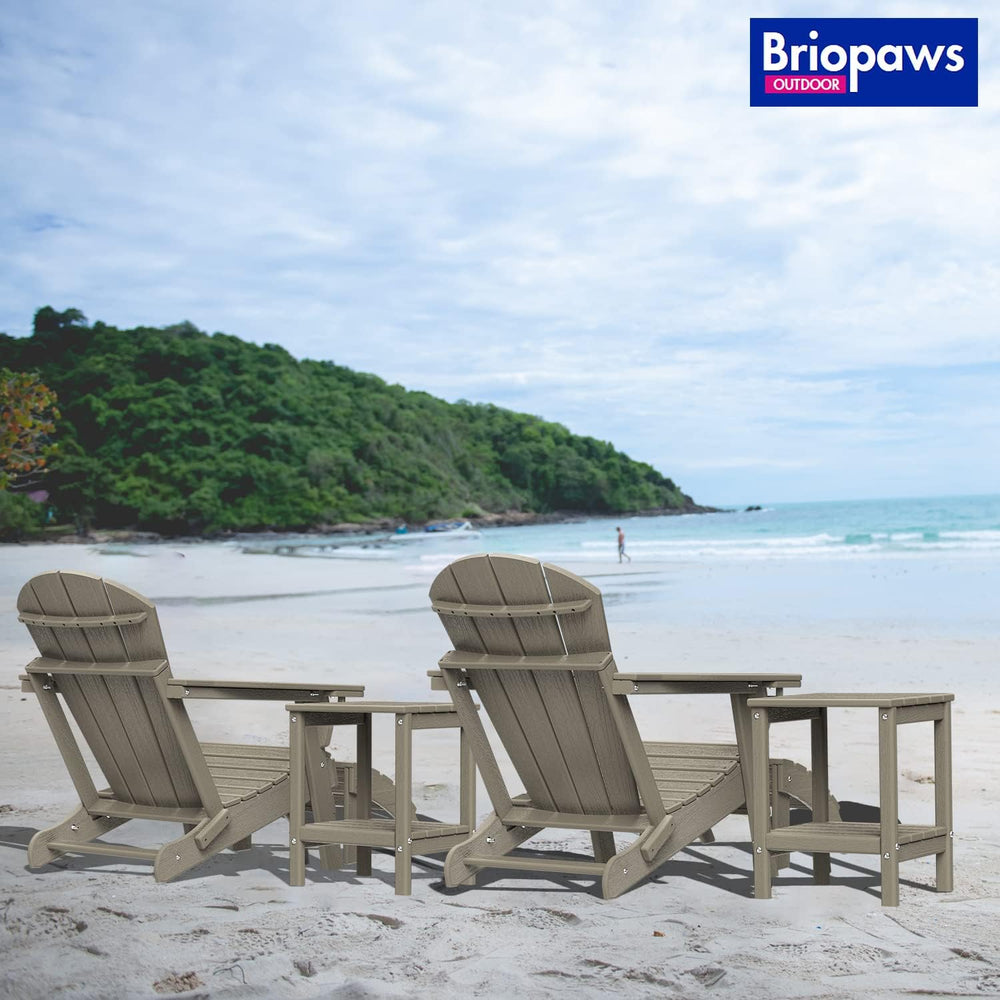 BRIOPAWS Outdoor-Side-Table | Small | Wood Grain | HDPE Plastic | Patio End-T...