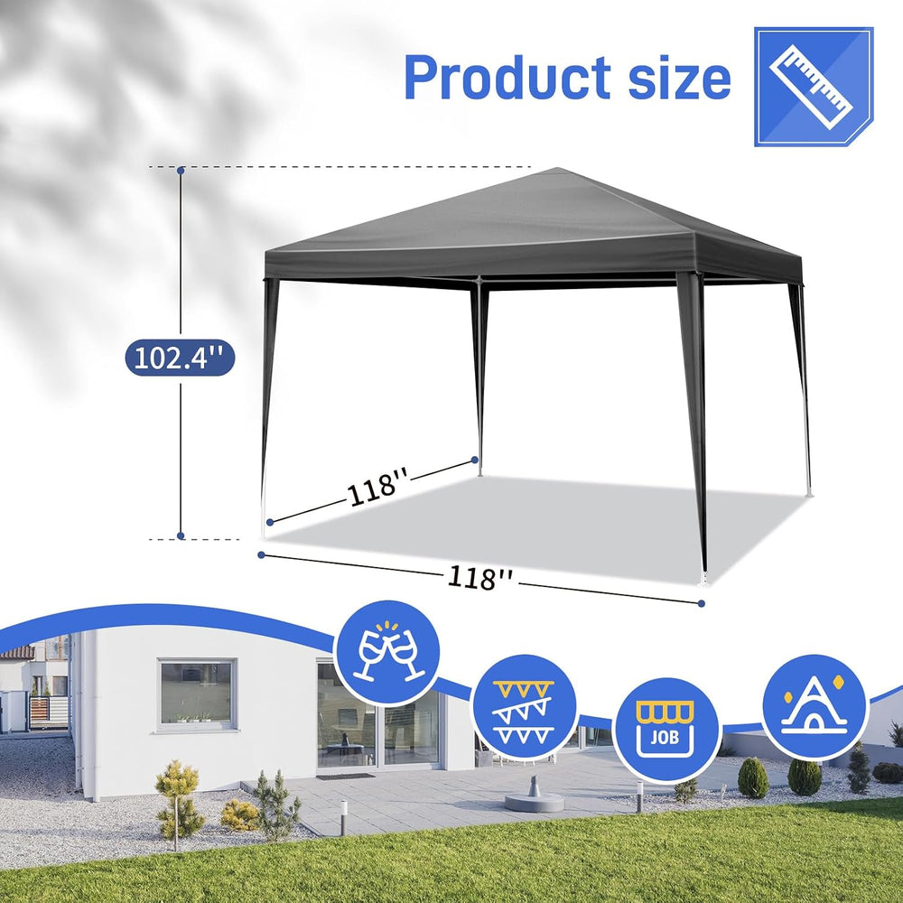 10x10 FT Party Tent, Outdoor Wedding Tents for Parties, Canopy Event Tent wit...