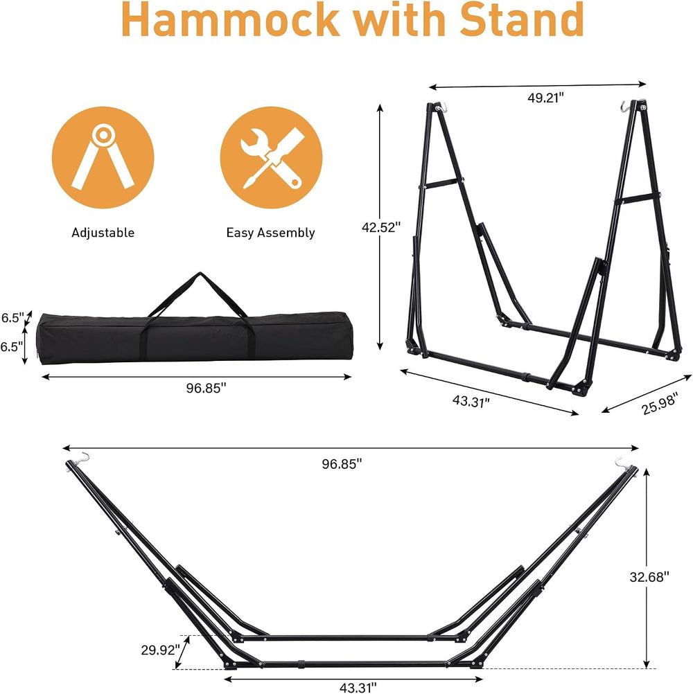 Ainfox Hammock with Foldable Stand, 2 in 1 Hammock and Swinging Chair with Ca...