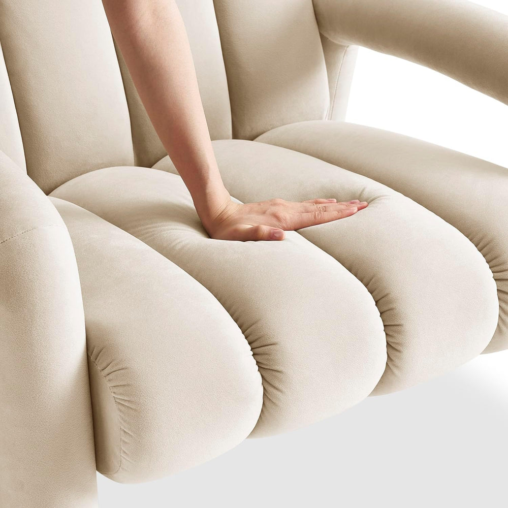 mopio Tubbi Velvet Designer Look Accent Chair with Channel-Tufted Curves and ...