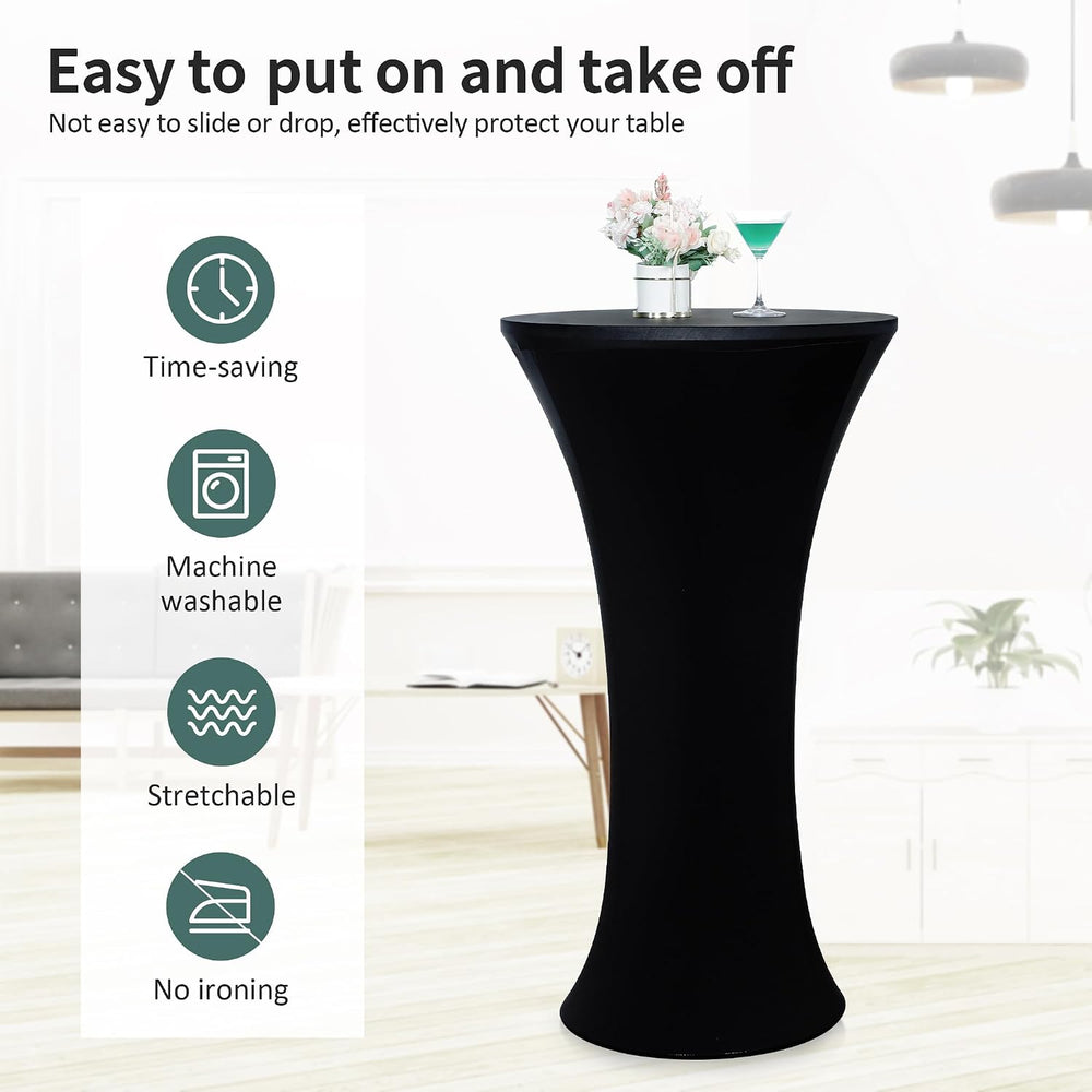 Wolkemer 4PCS 24x43 Inch Fitted Cocktail Tablecloth, Cocktail Table Cover