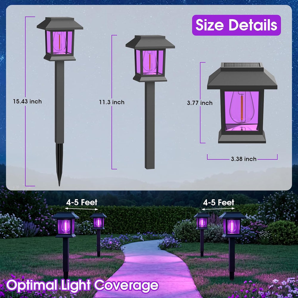 Greluna Solar Lights Outdoor,12 Pack Purple Waterproof Auto On/Off Solar Path...
