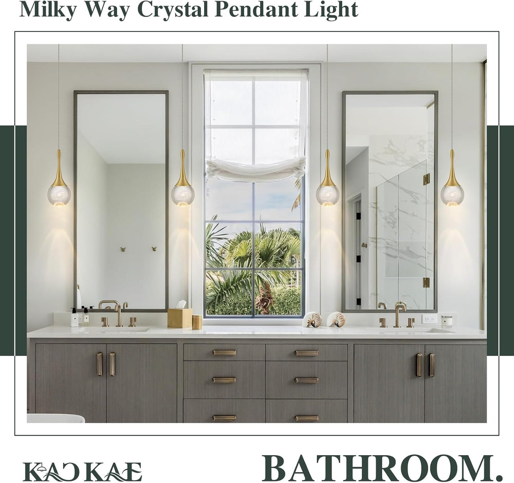 LED Pendant Light Kitchen Island Milky Way Crystal Pendant Lights Dimmable Go...