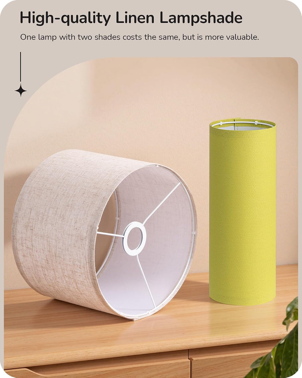 EDISHINE 2 Lampshades Modern Floor Lamps for Living Room Green