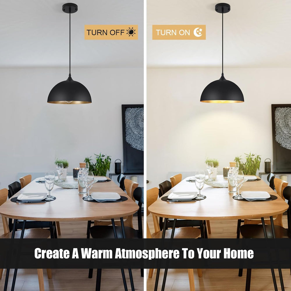 3 Pack Black Pendant Lights Kitchen Island, 11.8'' Modern Dome Pendan...