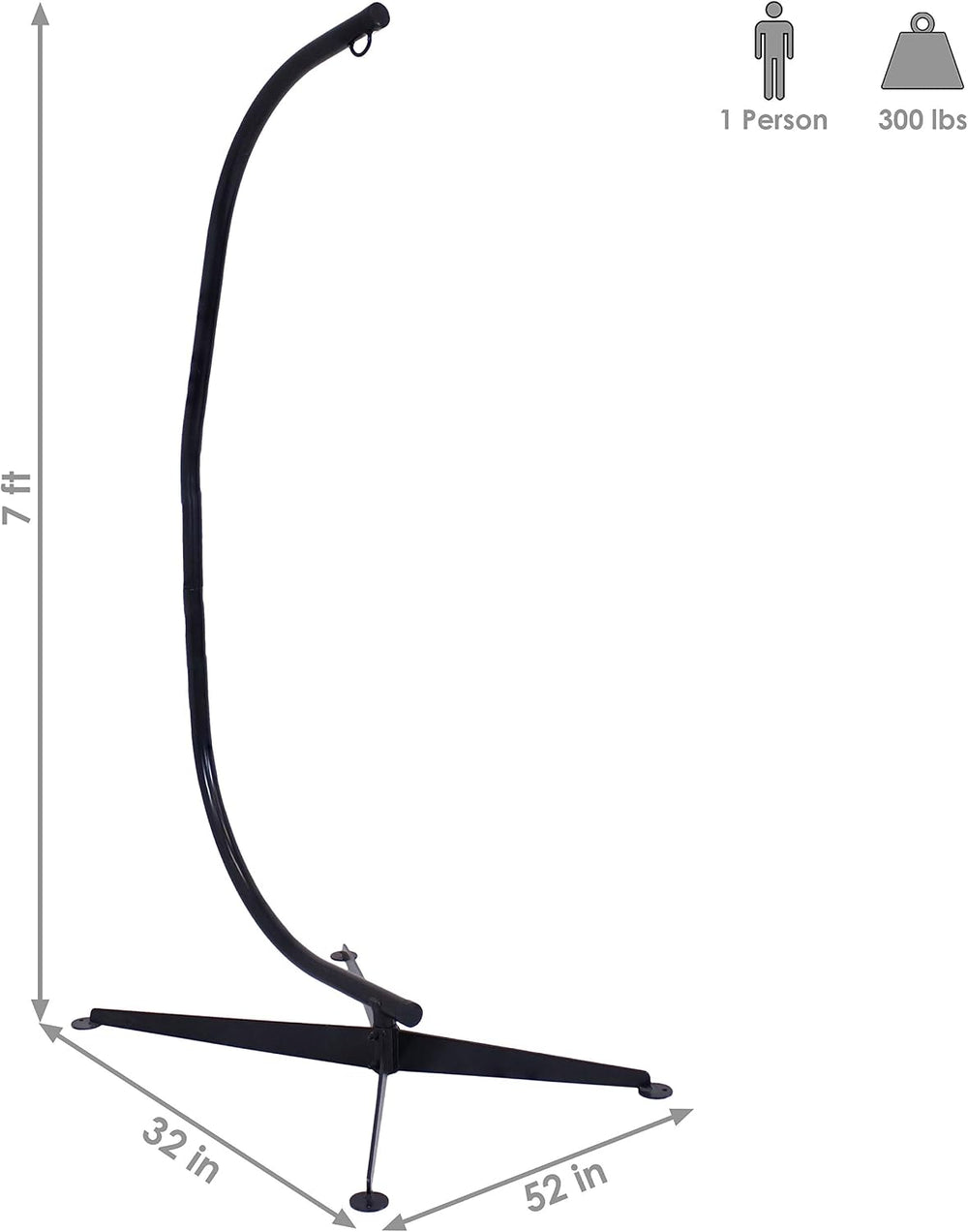 Sunnydaze Steel C-Stand for Hanging Hammock Chair, Black