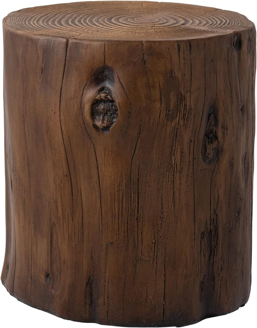 SUNBURY Stump Side Table, Concrete End Table Garden Stool, Brown Tree Stump