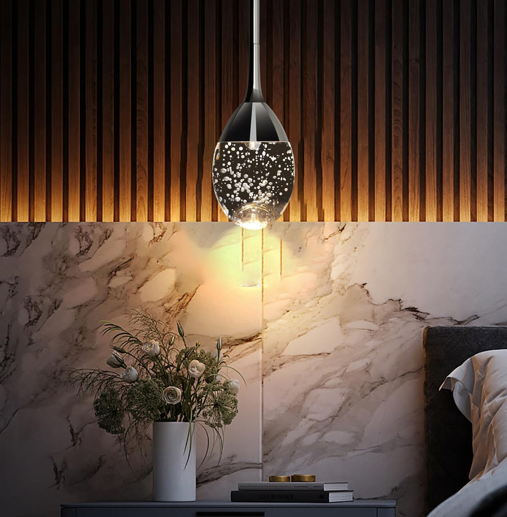 Teardrop Crystal Pendant Light, Black Hanging Ceiling Lighting Fixtures, Mode...
