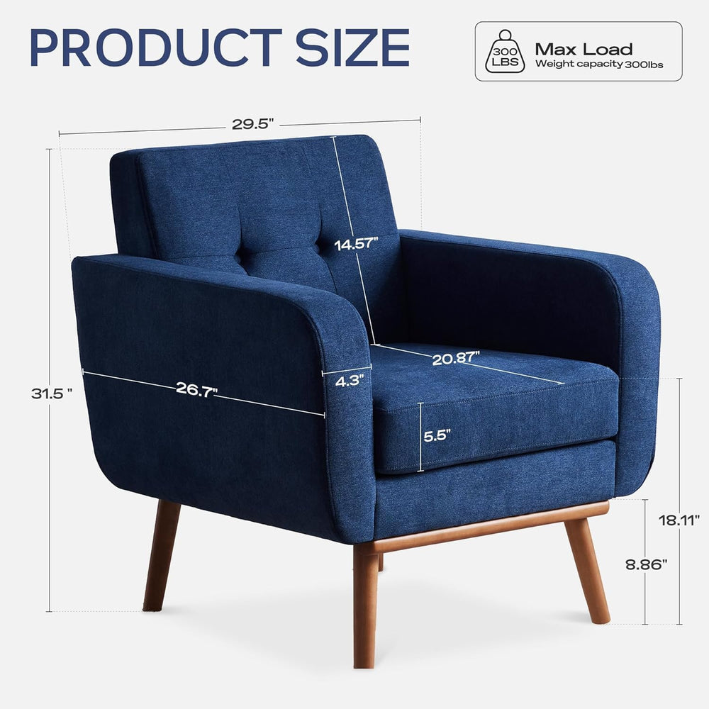 HUIMO Fabric Accent Chair, Button Tufted Living Room Chairs (1, Dark Blue)