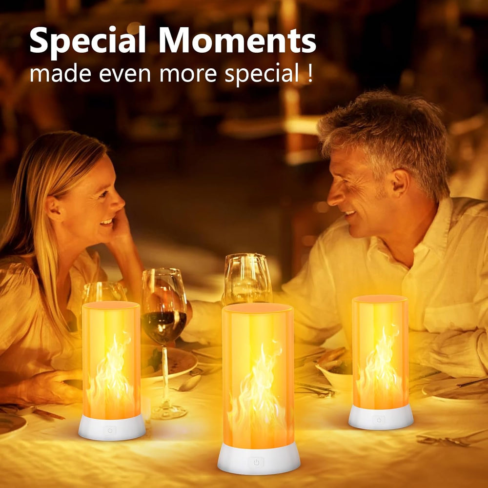 2PCS LED Flame Light, USB Rechargeable Flame Lamp with Remote & Timer, Wa...