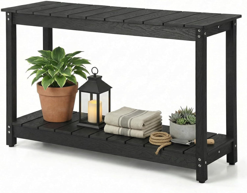 Outdoor Console Table, 48" Weather Resistant HIPS Patio Side Table