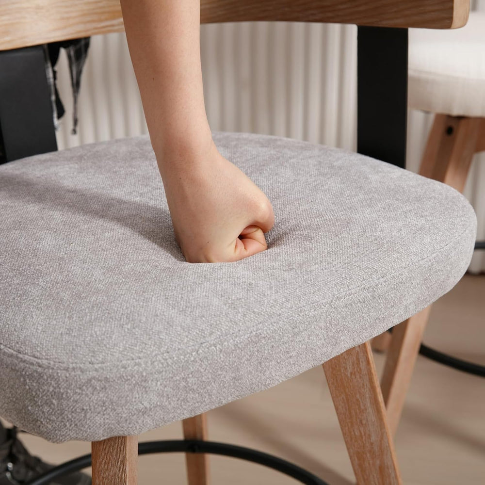 LukeAlon 26" Seat Height Swivel Linen Counter Stools Set of 3, Grey
