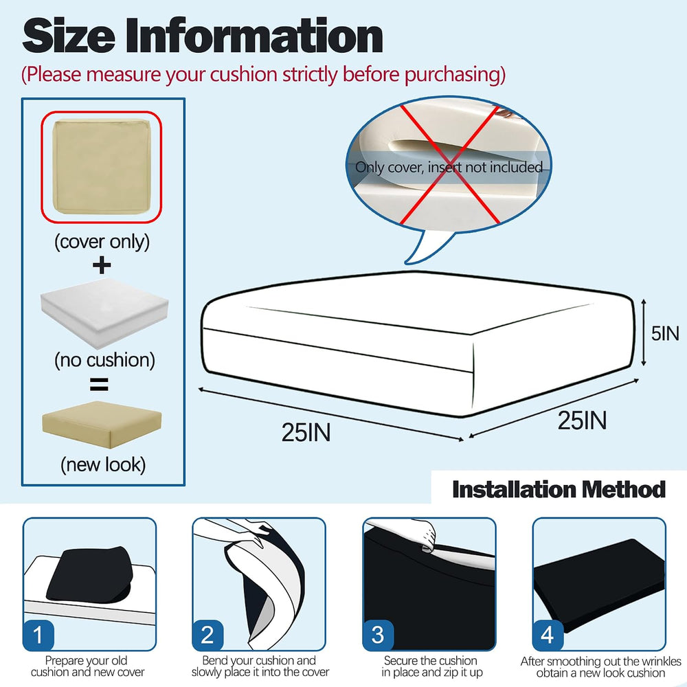 Sqodok Patio Cushion Cover 25x25 inch, 4Pack Sofa Cushion Cover Replacement