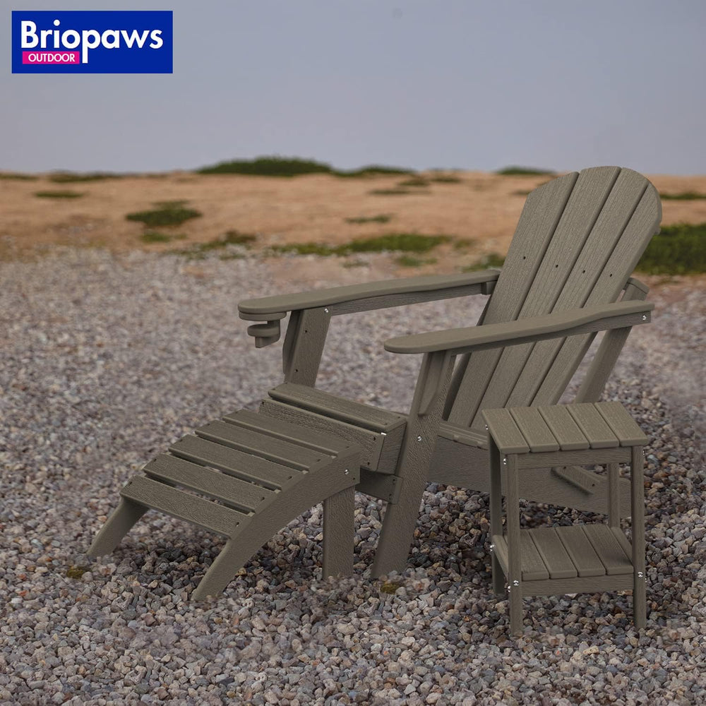 BRIOPAWS Outdoor-Side-Table | Small | Wood Grain | HDPE Plastic | Patio End-T...
