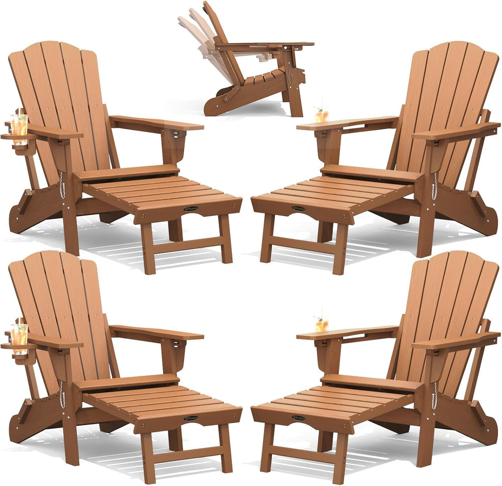 THOEOE Folding Adirondack Chairs Set of 4, Outdoor Patio Fire Pit Chairs