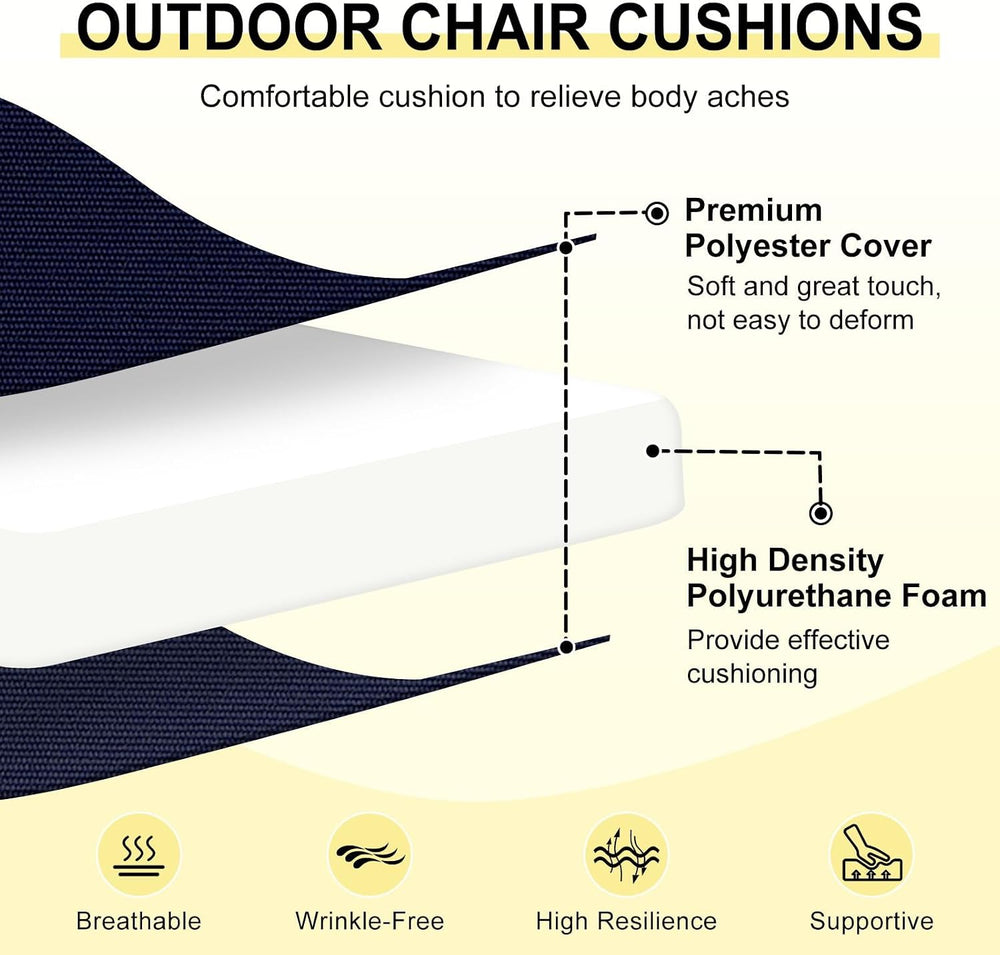downluxe Outdoor Chair Cushions Set of 4 for Patio Furniture, Water-Resistant...