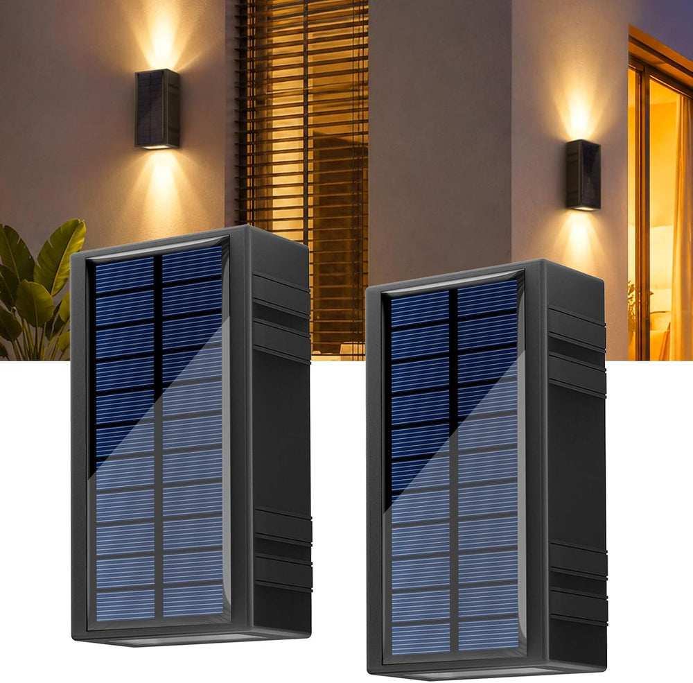 Lacasa 2 Pack Solar Wall Lights Outdoor 2 Colors in 1 Lighting Wall Sconces