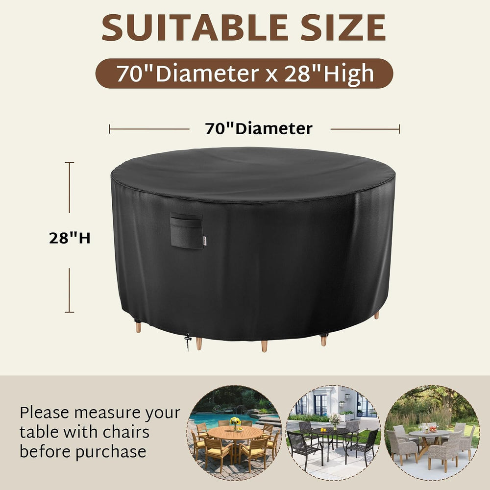 iBirdie Outdoor Round Table Cover 70 x 28 inch, 6 ft, Waterproof, 600D