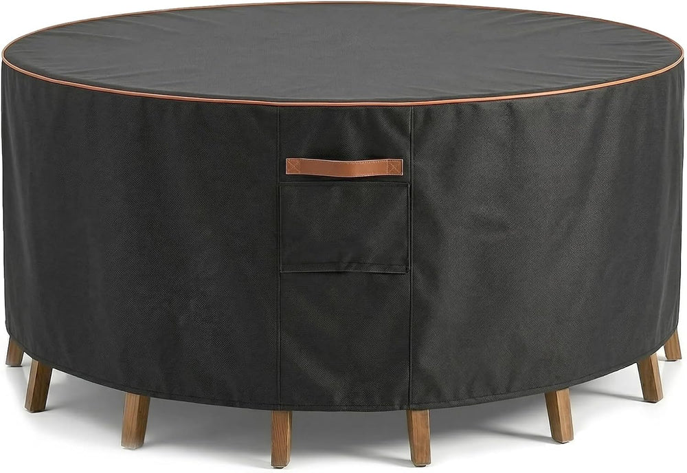Round Outdoor Patio Furniture Cover, Heavy Duty 600D Waterproof Cover for Tab...