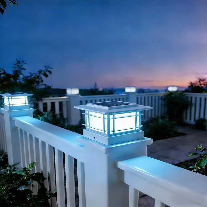 Dynaming 4x4 Solar Post Cap Lights Outdoor with 2 Color Modes, 12 Pack Fence Post Solar Lights White Shell Fit for Vinyl/Wooden Posts, High Brightness SMD LED Lighting Decor for Garden Deck Patio