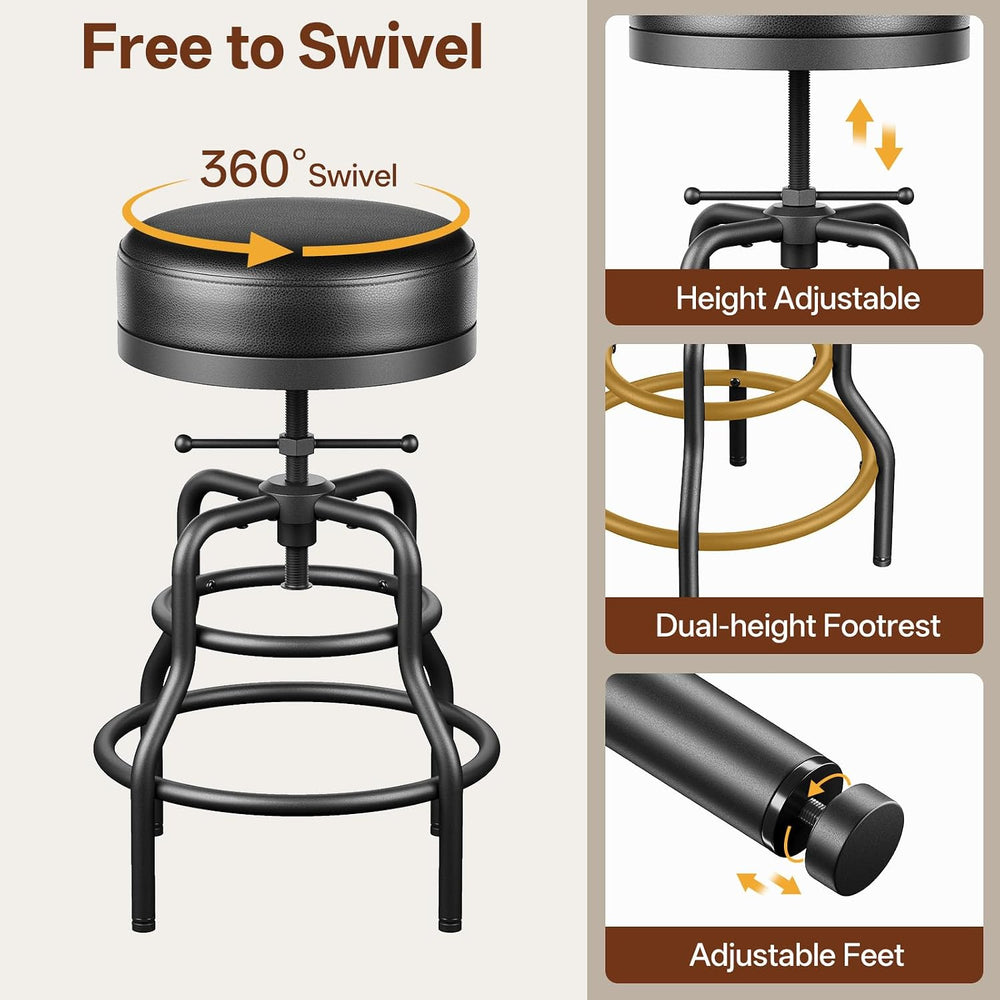 Raynesys 22-29 Inch Adjustable Height Industrial Swivel Bar Stool