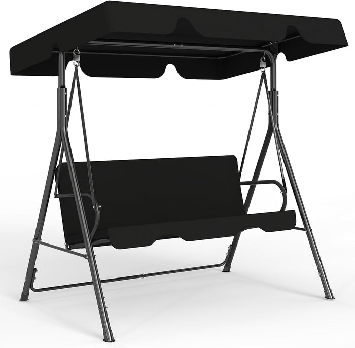 Murago 3-Seat Patio Swing Chair, Outdoor Porch Swing with Adjustable Canopy