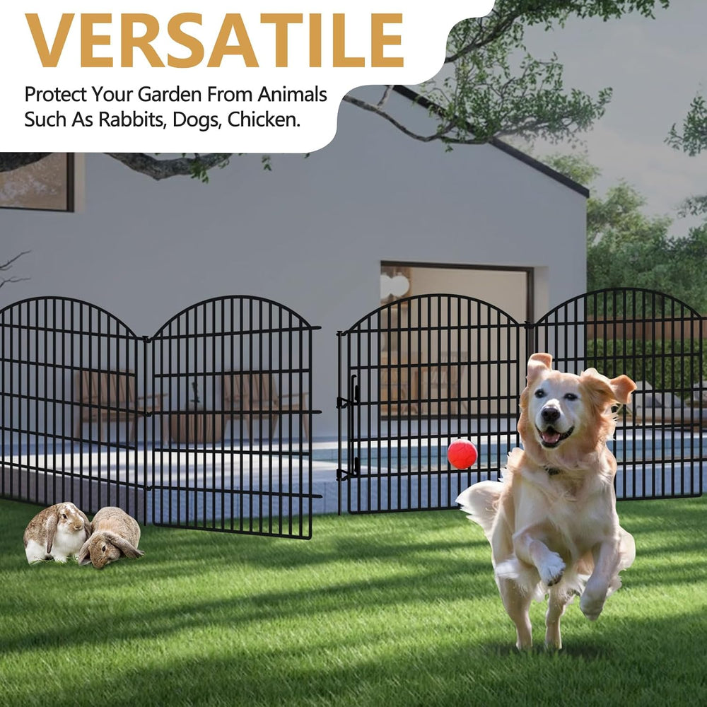 10 Panels Garden Fence Animal Barrier with Lock, 33in (H) x 24ft (L) Dog Fenc...