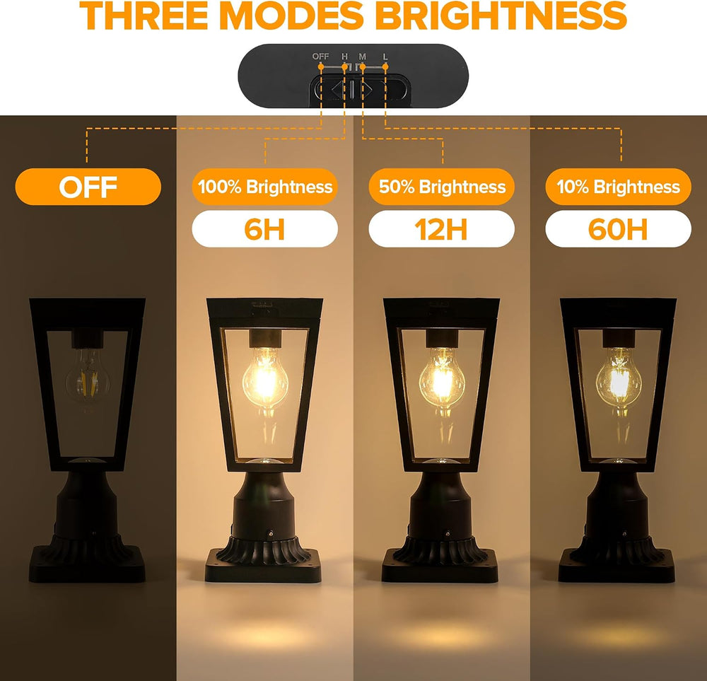 LUTEC 2 Pack Solar Post Lights, Dusk to Dawn Aluminium Solar Lamp Post Light ...