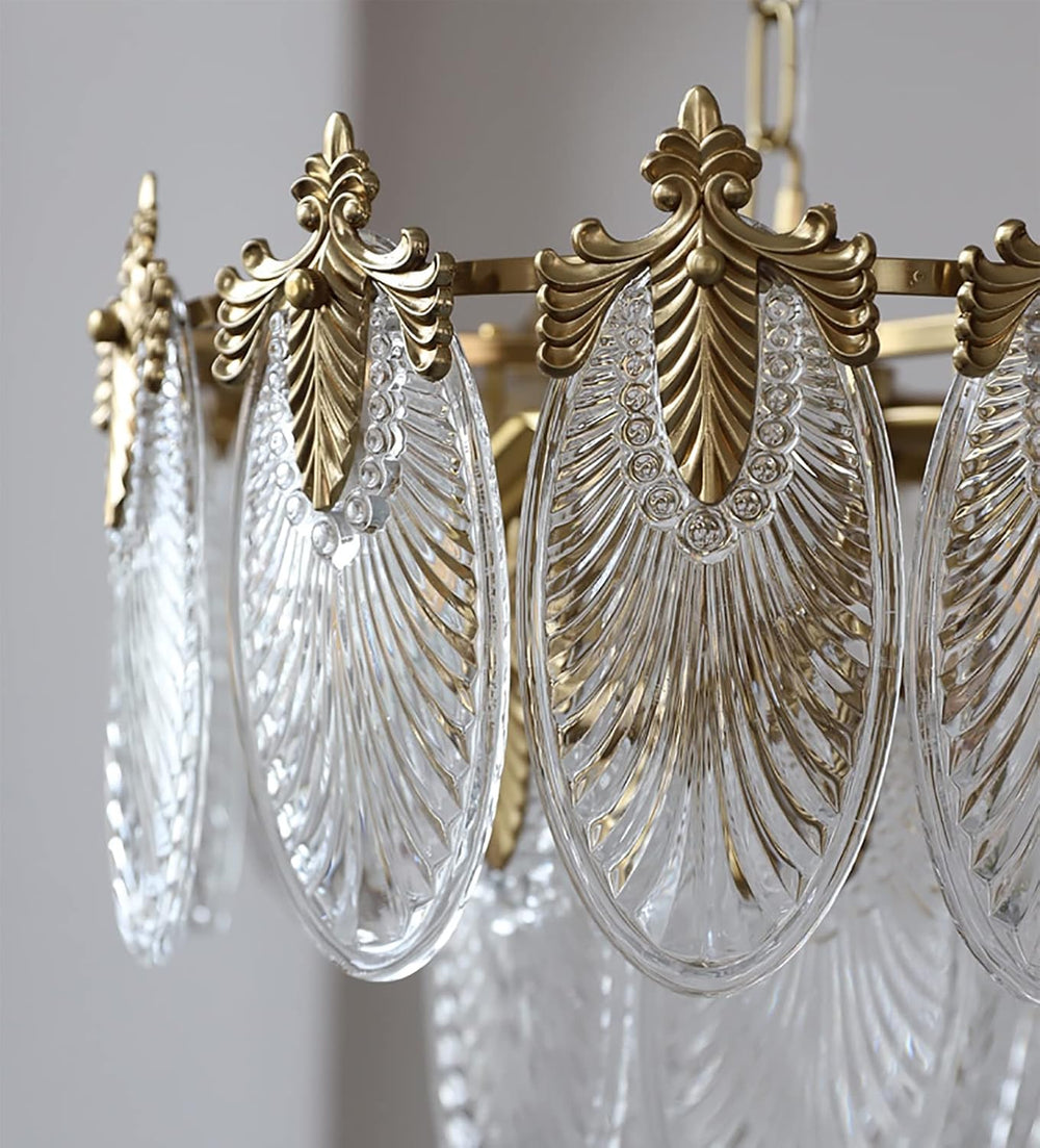 KELUOLY Antique Chandelier 3-Tier Glass Crystal Chandeliers, 9-Lights Gold Ro...