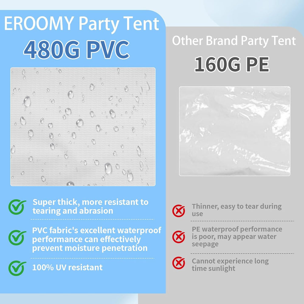 EROMMY 20x40FT Large Party Tent with Sidewalls, 2 Doors, Carry Bags, Heavy Du...