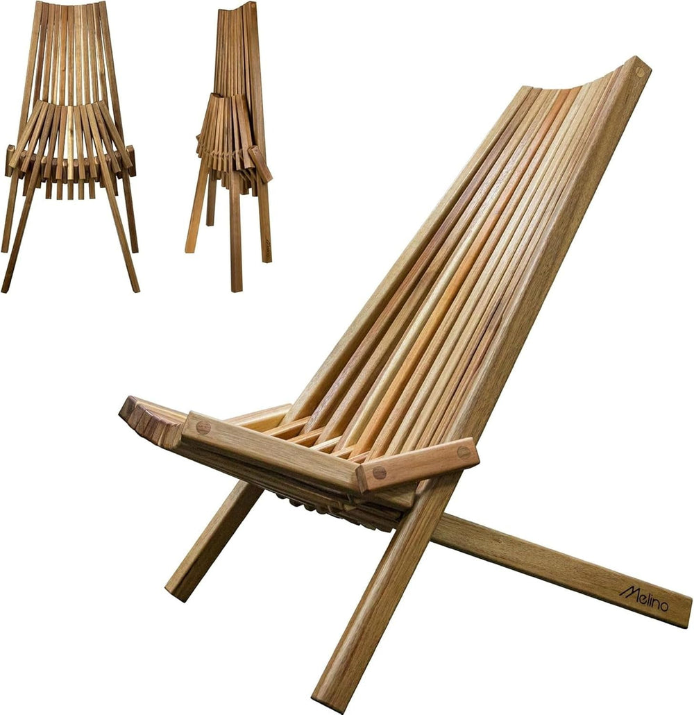 Melino Tamarack Acacia Wood Folding Lounge Chair, Low Profile Lounger