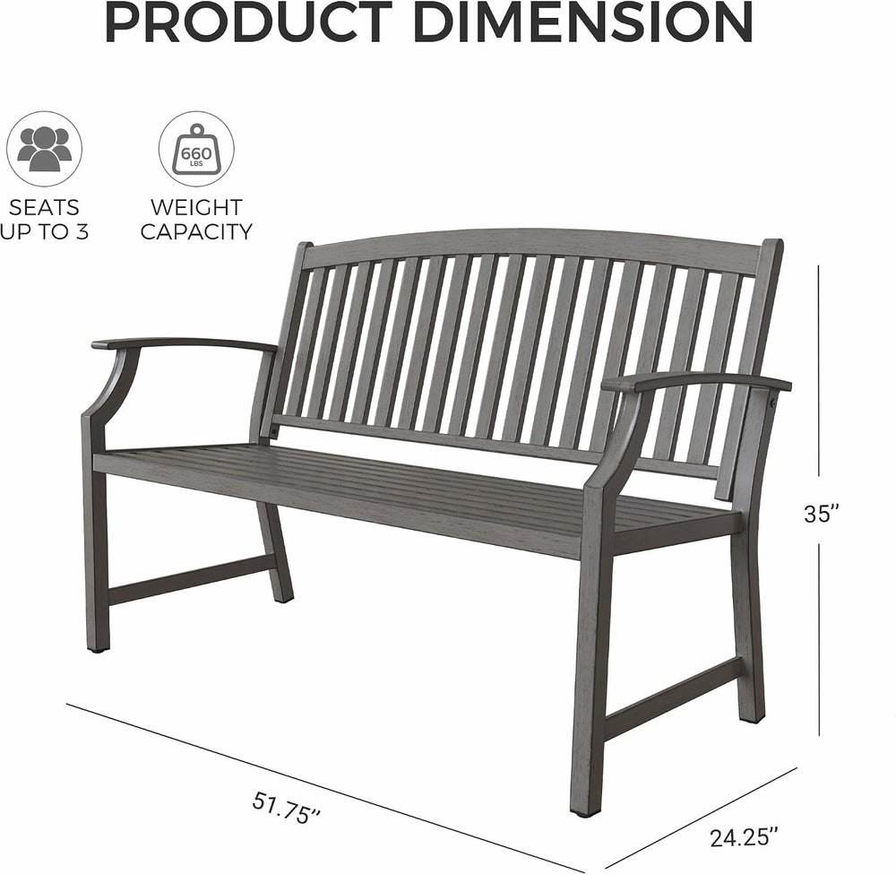 Grand patio Farmhouse Outdoor Bench, Garden Benches with Anti-Rust Aluminum, ...