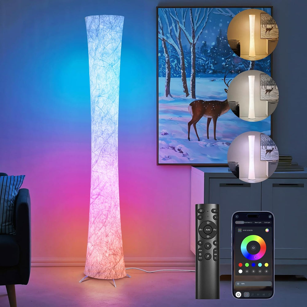 WORLD WIN Floor Lamp, 61'' Smart RGB LED Corner Lamp with Music Sync ...