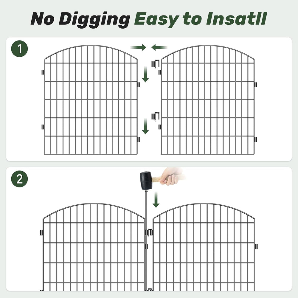 3-Layer Garden Fence with Gate 10 Panel 32in H×23ft L