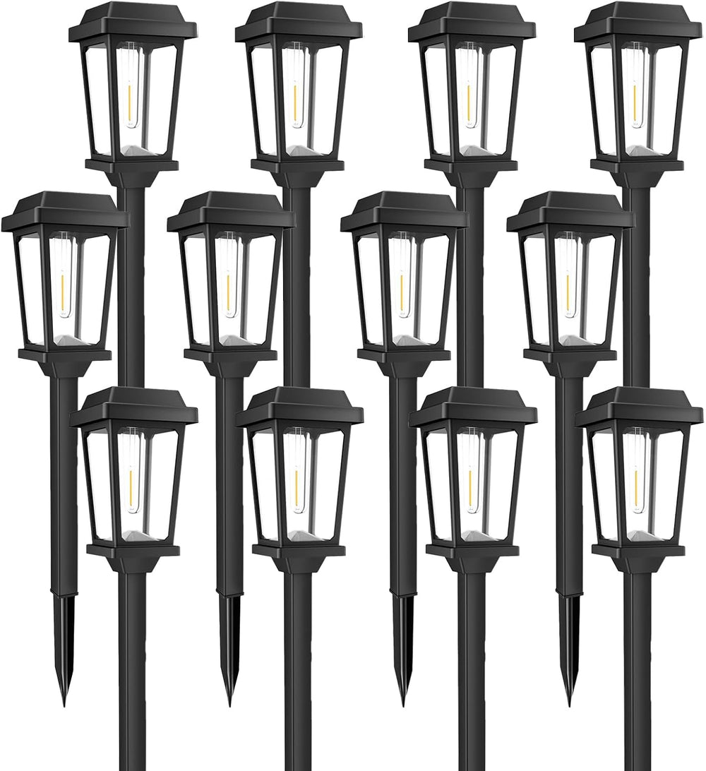 12 Pack Solar Lights Outdoor, Modern Solar Pathway Lights Outdoor, Waterproof...