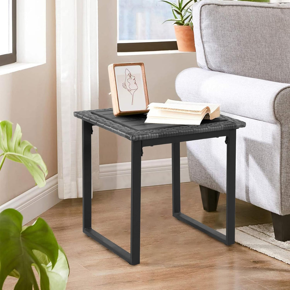 Wicker Outdoor Side Table for Patio, All Weather Small Square Rattan Outdoor ...