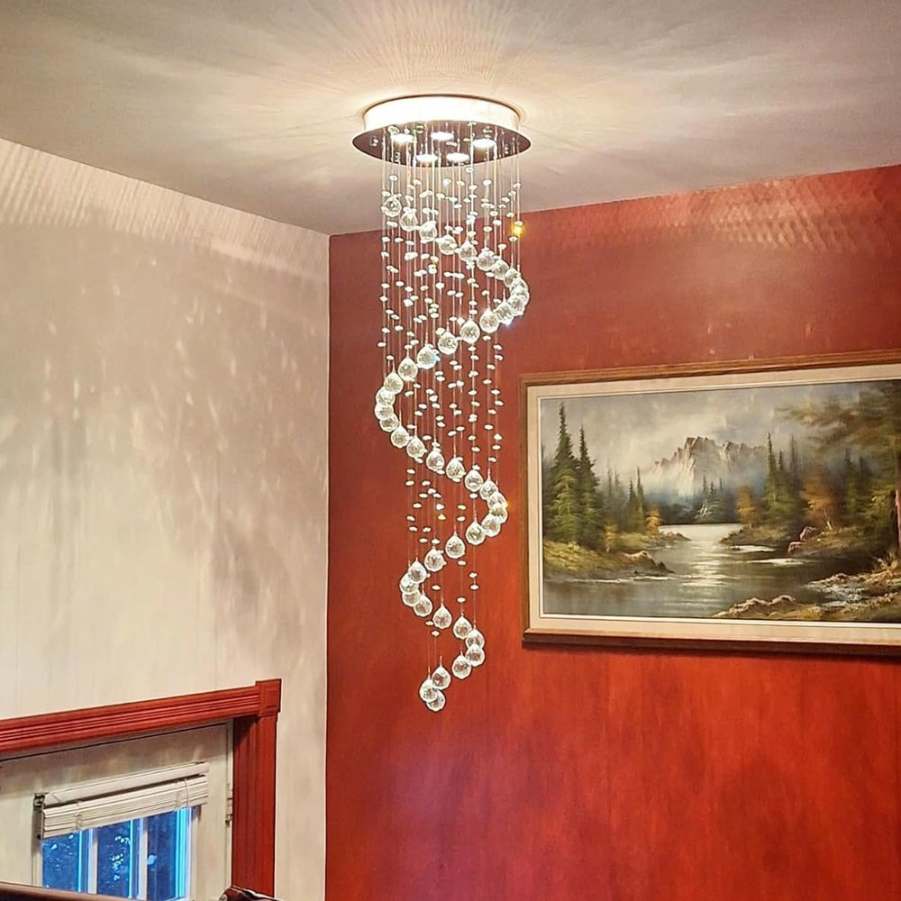 Elegance Spiral Chandelier for Dining Area, Modern Swirl Raindrop Chandelier ...