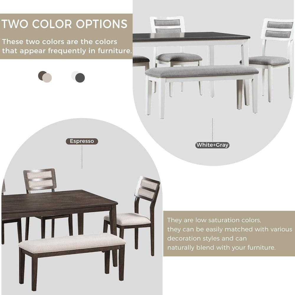 Harper & Bright Designs Classic and Traditional Style 6 - Piece Dining Se...