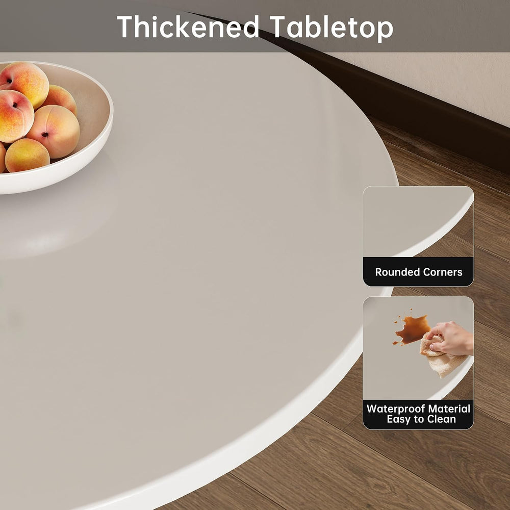 Round Dining Table 27.5" Circle Tulip Table for 4 People,White