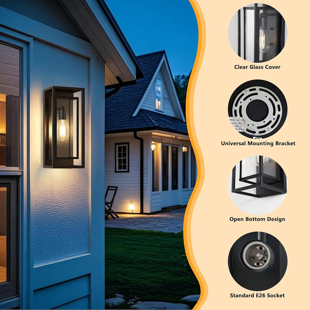 16.5'' Large Outdoor Porch Wall Lanterns, 2 Pack Matte Black Exterior...