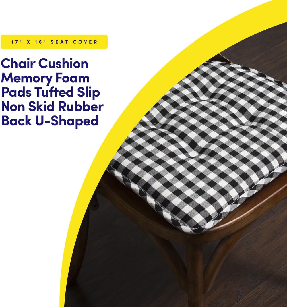 Sweet Home Collection Chair Cushion Memory Foam Pads Tufted Slip Non Skid Rub...
