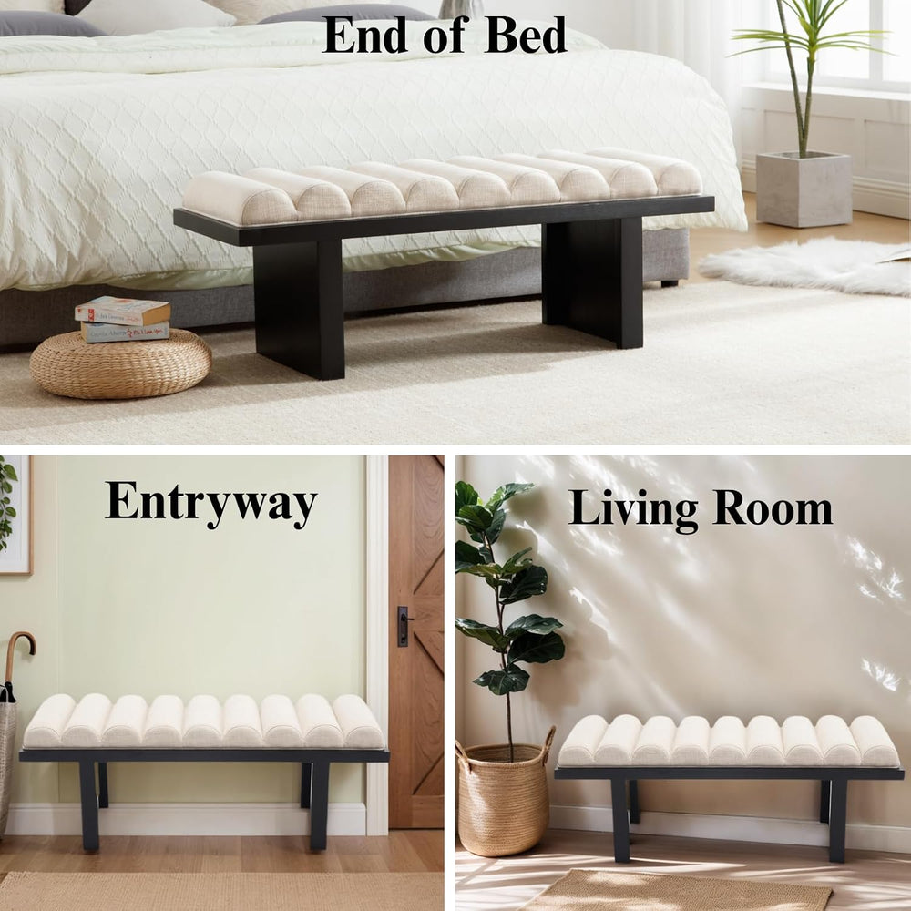 HEAH-YO Modern Bedroom Bench,47 Inches Upholstered Entryway Bench for Bedroom...