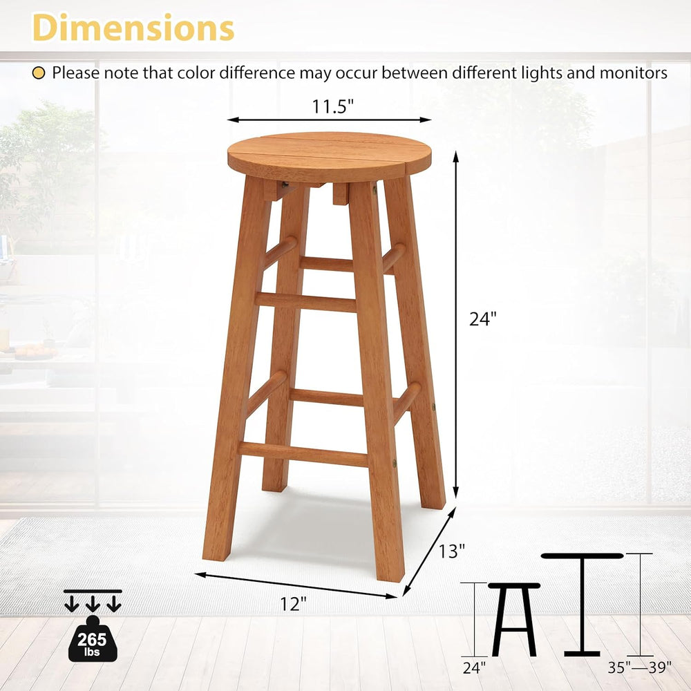 Tangkula Outdoor Wood Bar Stools Set of 2, Counter Height Backless Patio Bars...
