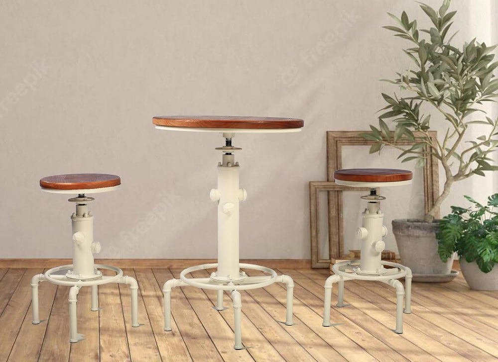 Topower Aged Antique Vintage Industrial Barstool Solid Wood Water Pipe Fire H...