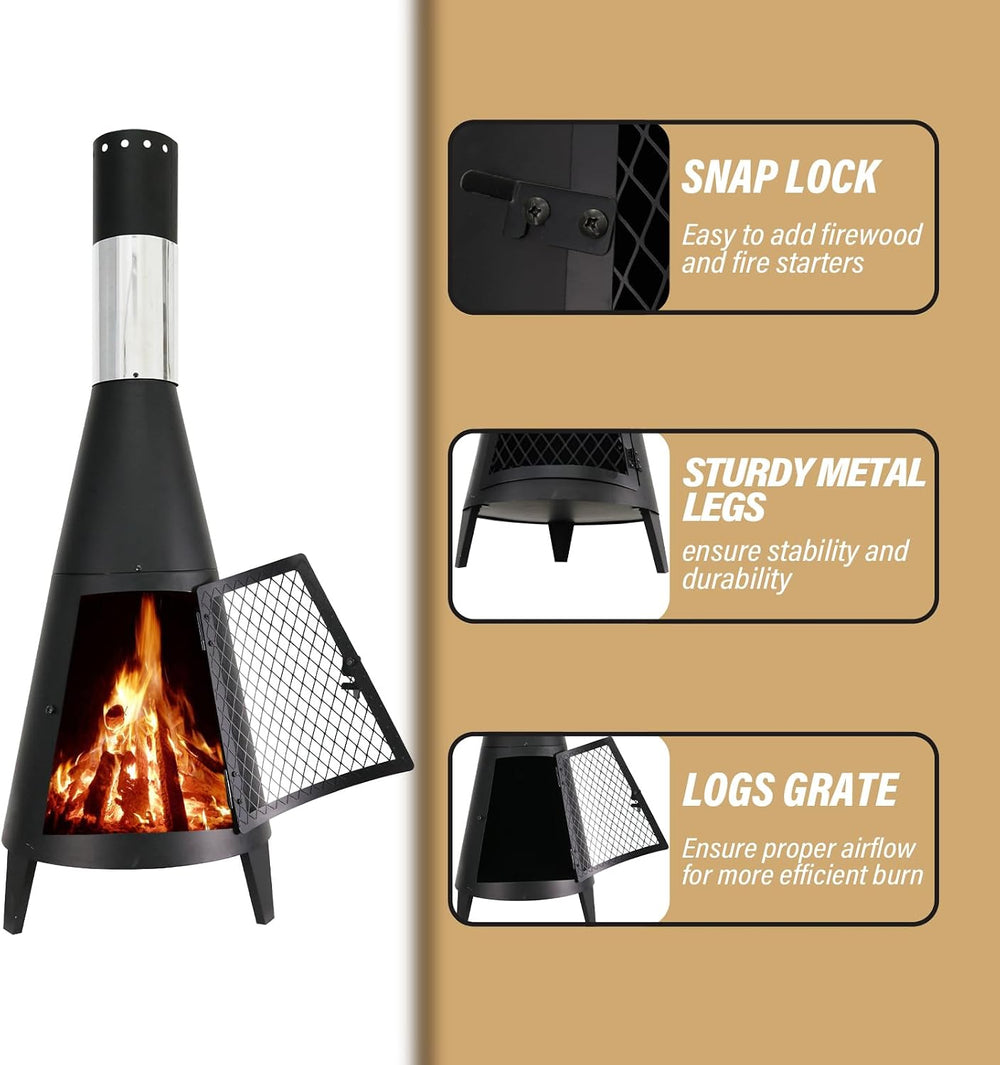 BDL Outdoor Chiminea Fireplace Wood Burning Fire Pit for Patio